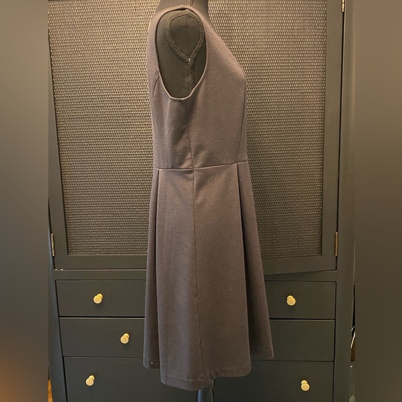 LOFT Pleated Sleeveless Dress Charcoal Gray - Picture 7 of 7
